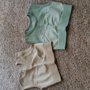 Ryderwear Beige and Green Sports Bras